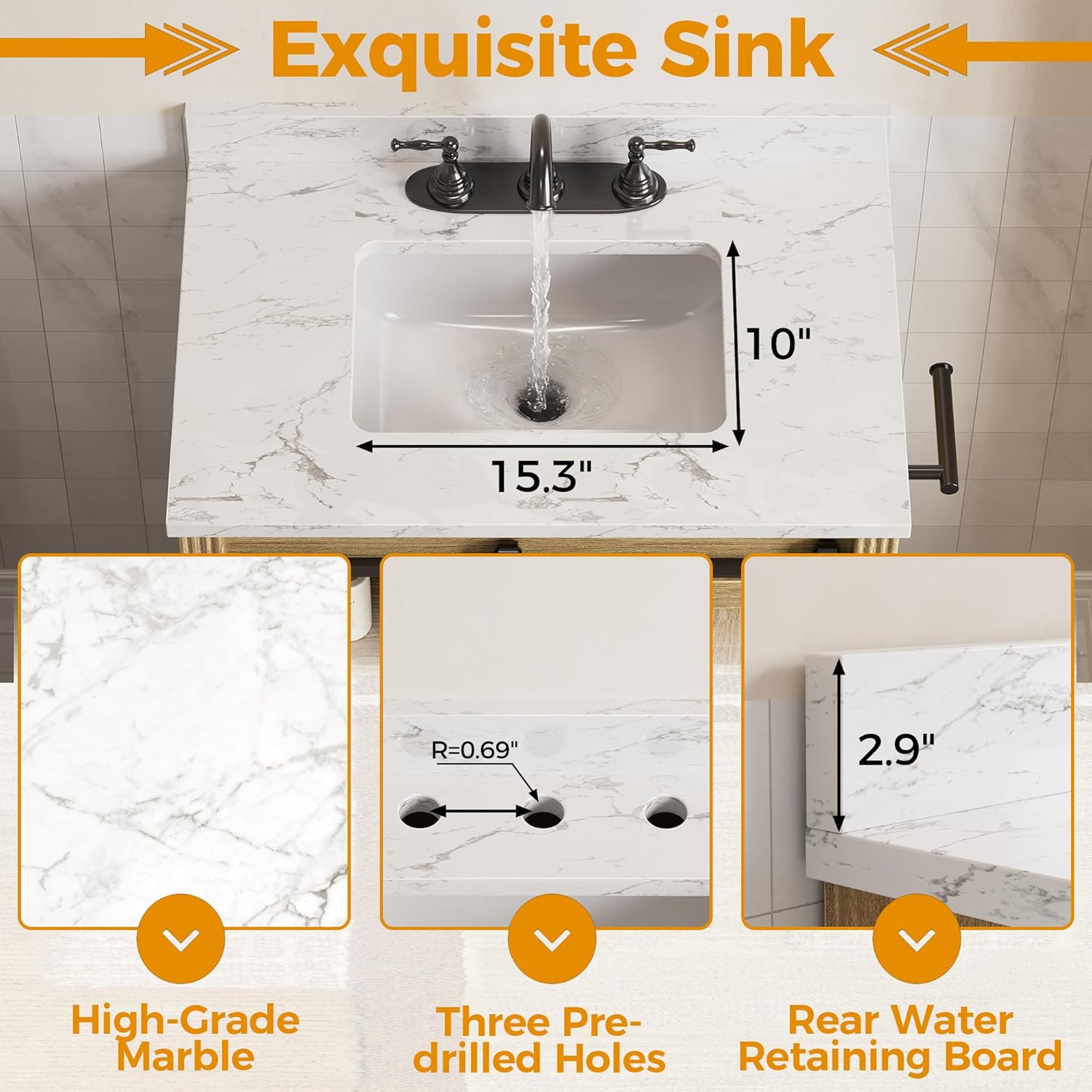 IRONCK 30 Inch Farmhouse Bathroom Vanity with Sink, Drawers