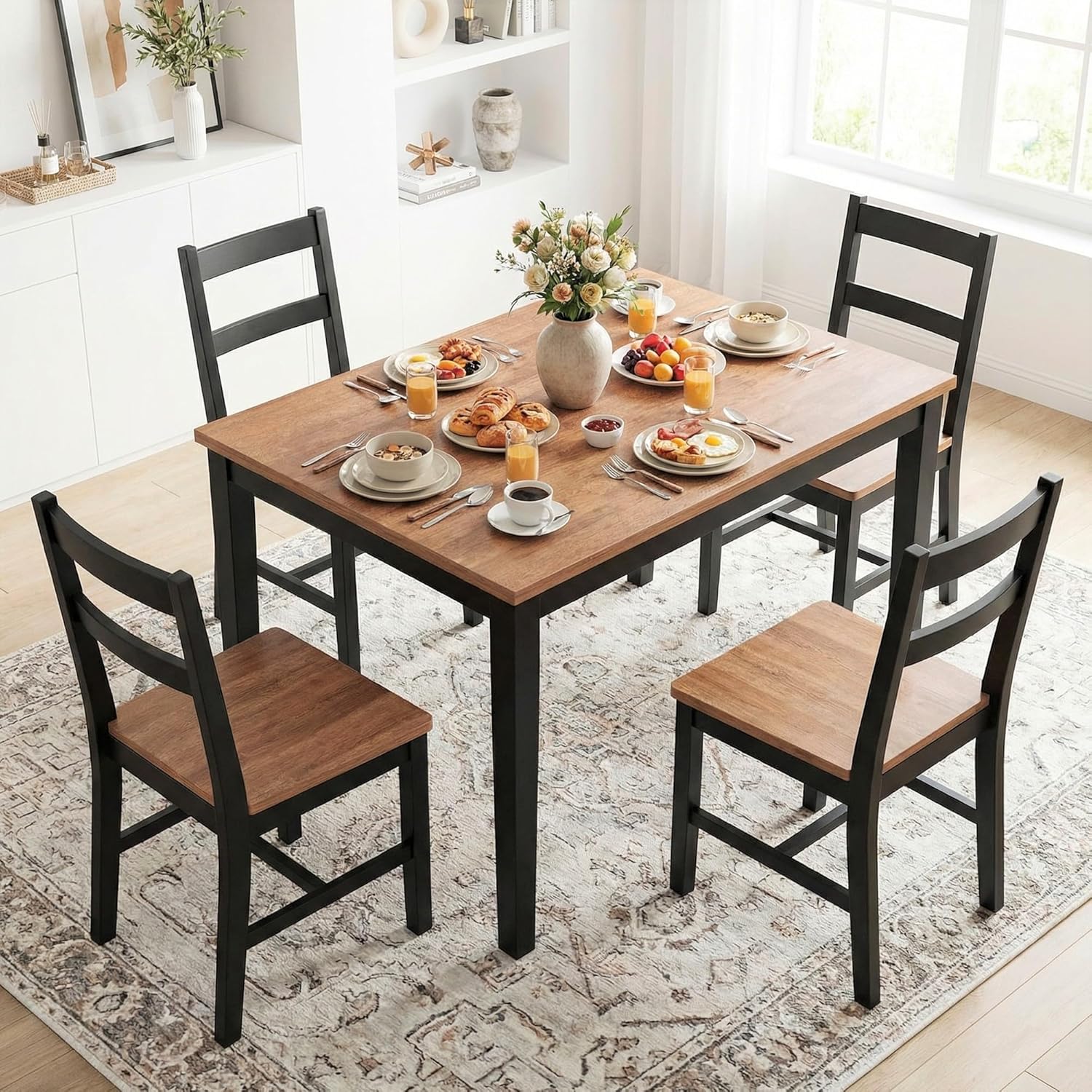 IRONCK Solid Wood Dining Table for 4, 45 Inch Rectangular Kitchen Table (Only Table)