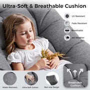 IRONCK Outdoor Rocking Chair, Patio Papasan Rocking Chair with Cushion, Gray