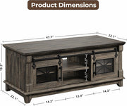 7 Furniture 48'' Coffee Table with Sliding Barn Doors
