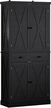 IRONCK Kitchen Pantry Storage Cabinet 72.6" H, with Barn Doors, White