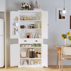 IRONCK Kitchen Pantry Storage Cabinet 72.6" H, with Barn Doors, White