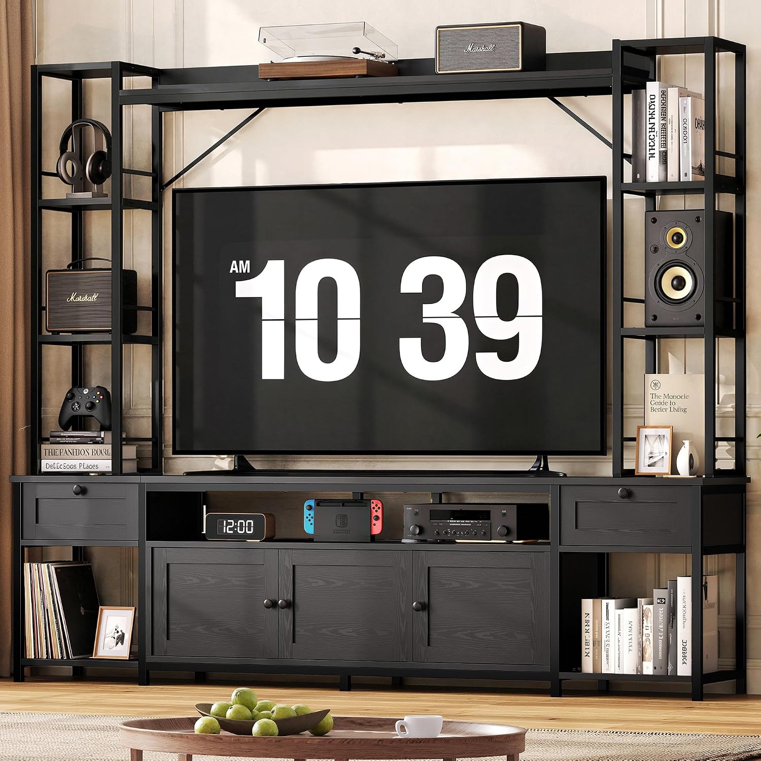 IRONCK 85 Inch Entertainment Center with Storage and Power Outlet