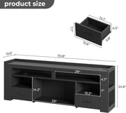 IRONCK TV Stand for 75 Inch TV, Carbon Fiber Entertainment Center with 2 Drawers