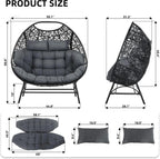IRONCK Patio Double Egg Chair Outdoor, Oversized Egg Chair for Outside, Extra Large Cushions, Upgraded Frame, 700 Lbs, 2 Person Seat for Poolside, Balcony, Indoor, Black