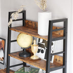 IRONCK 4-Tier Ladder Bookshelf with Louvered Doors, Rustic Brown
