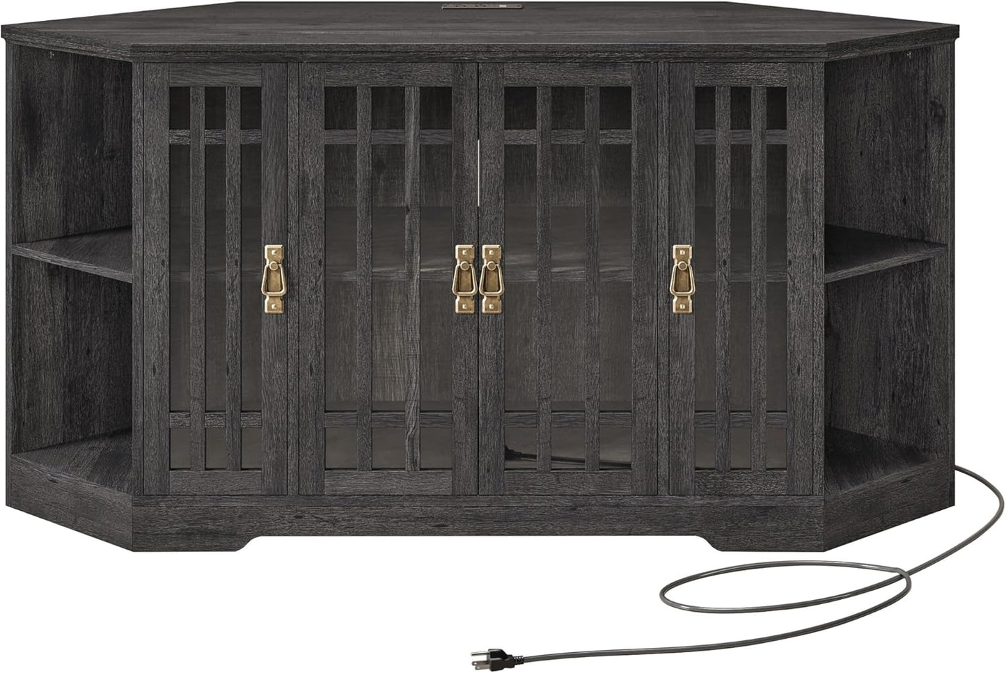IRONCK Corner TV Stand for TVs up to 60 Inch with Power Outlet