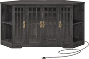 IRONCK Corner TV Stand for TVs up to 60 Inch with Power Outlet