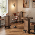 IRONCK 39.4" H Wood Bistro Pub Table with Metal Ring Footrest, Brown(Only Table)