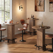 IRONCK 39.4" H Wood Bistro Pub Table with Metal Ring Footrest, Brown(Only Table)