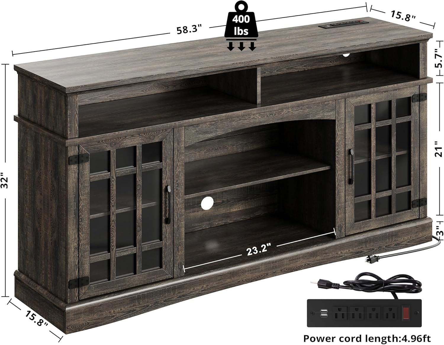 IRONCK Farmhouse TV Stand for 65 Inch TV