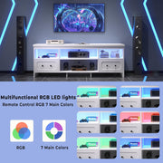 IRONCK TV Stand for 75 Inch TV, 71" LED Entertainment Cente, White