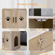 IRONCK Litter Box Enclosure with Cat Tree, 46" Hidden Litter Box with Sisal Scratching Ladder and Storage, Greige