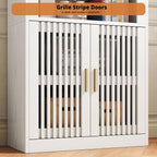 IRONCK 6-Tier Floor Standing Bookcase with Grille Doors, white
