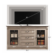 IRONCK Farmhouse TV Stand for 65 Inch TV with Outlets, Light Rustic Oak
