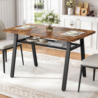 IRONCK 47.2 Inch Dining Table for 4-6, Kitchen Table with Storage Rack