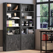 IRONCK Industrial 70 in Bookshelves and Bookcases with Doors Floor Standing 6 Shelf, Charcoal Grey