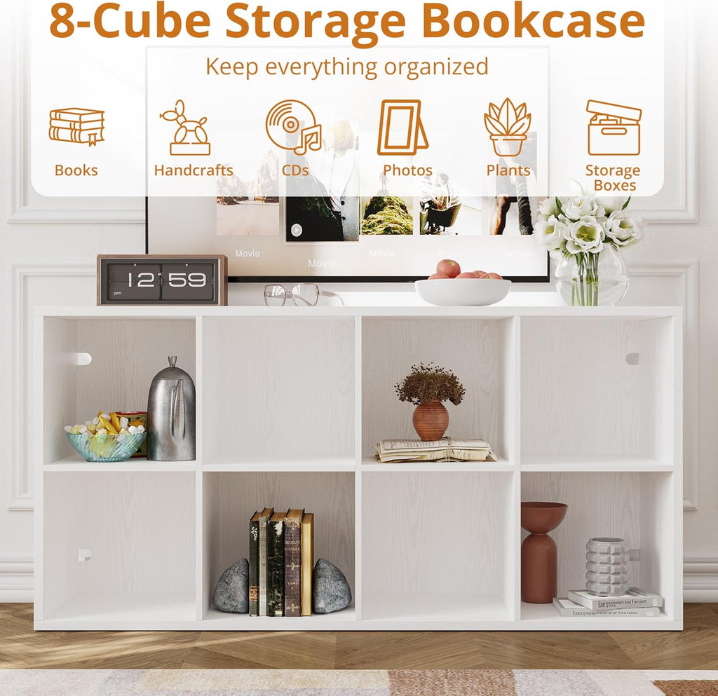 IROCNK 8-Cube Bookshelf, Horizontally & Vertically Reversible, White