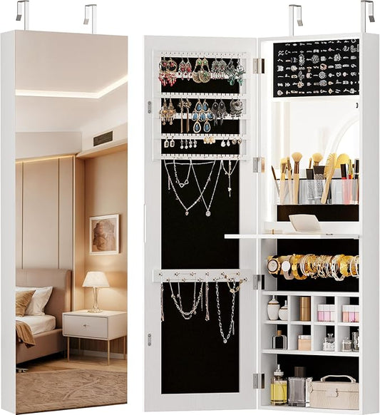 Jewelry Armoire Cabinet Organizer with Full-Length Mirror