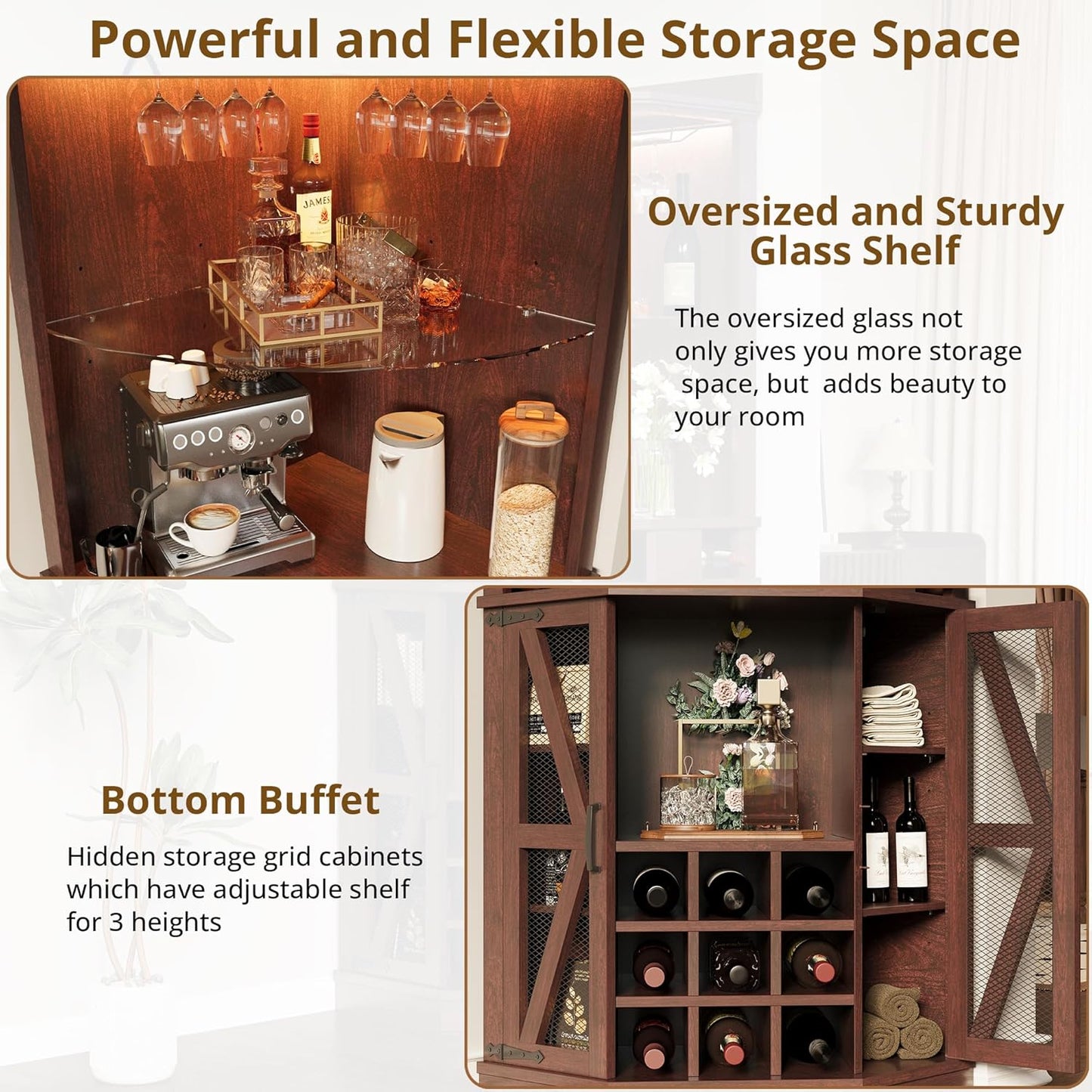 IRONCK Eckbarschrank mit LED-Beleuchtung 