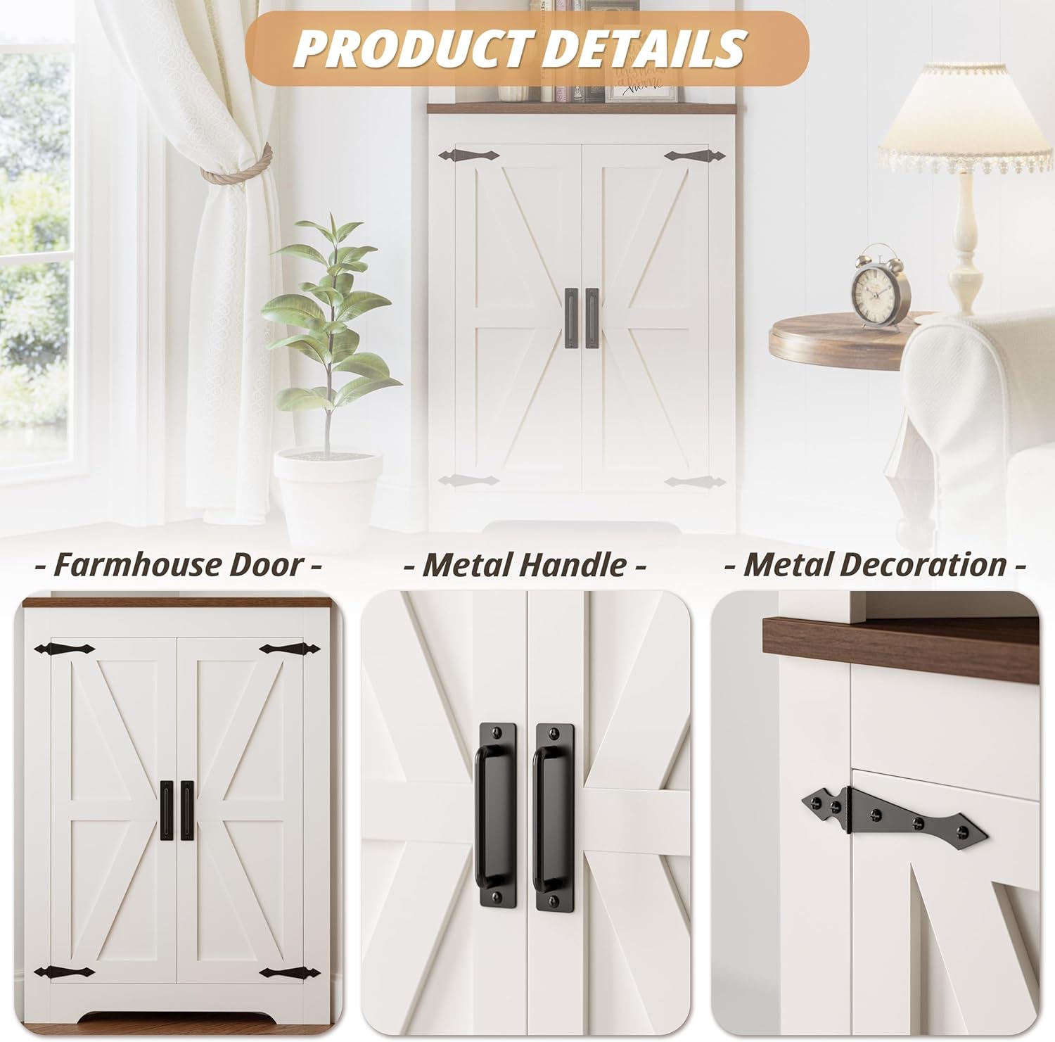 IRONCK Corner Cabinet, 68'' Tall Corner Storage Cabinet with Doors and 5-Tier Shelves for Bathroom, Freestanding Bookcase Corner Display Cabinet Kitchen Hutch for Small Space, White