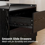 IRONCK Nightstand with 3 Drawers,  LED Light, Storage for Bedroom, Black