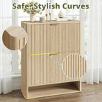 IRONCK Fluted Shoe Cabinet Storage with 2 Flip Drawers