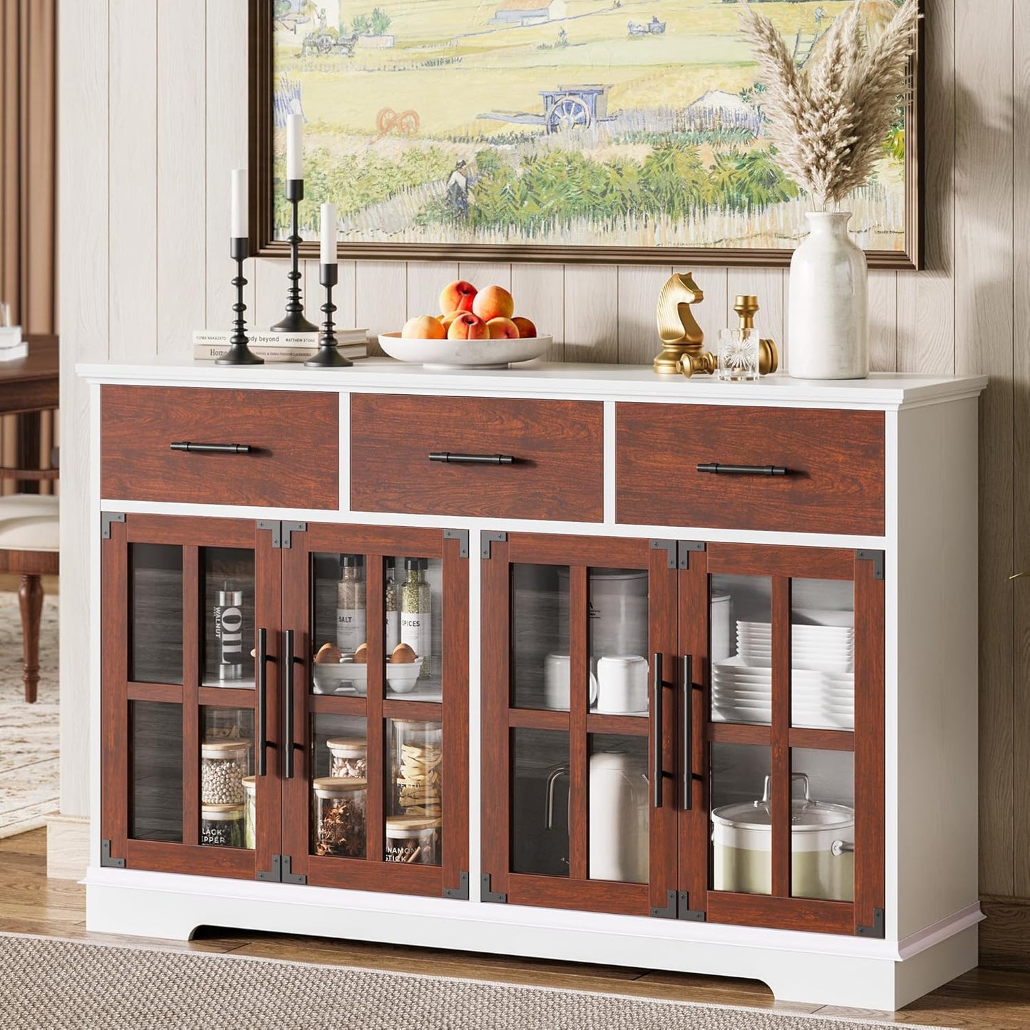 IRONCK 55" Großes Sideboard-Buffet mit LED-Beleuchtung 