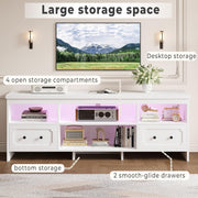 IRONCK TV Stand for 75 Inch TV, 71" LED Entertainment Cente, White