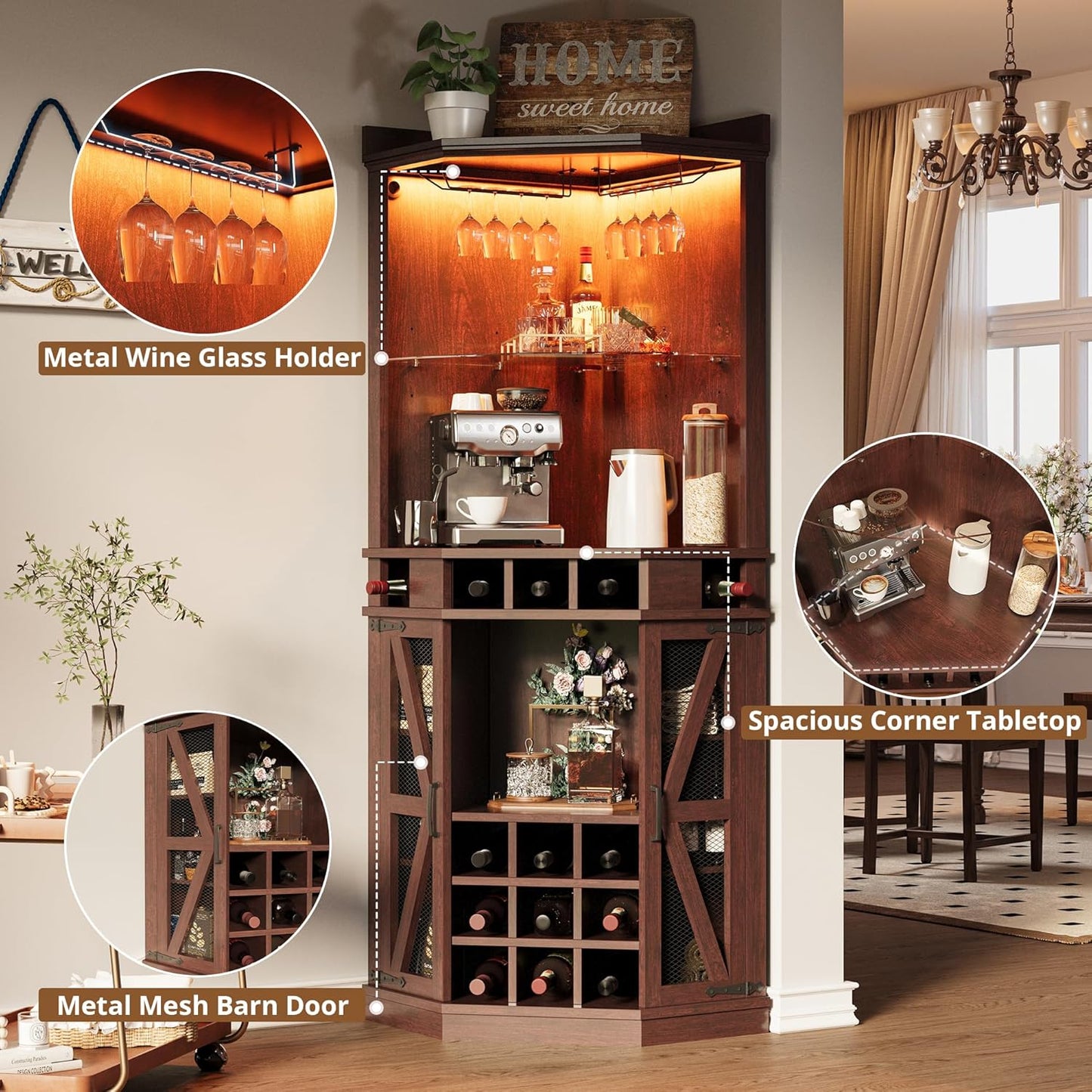 IRONCK Eckbarschrank mit LED-Beleuchtung 