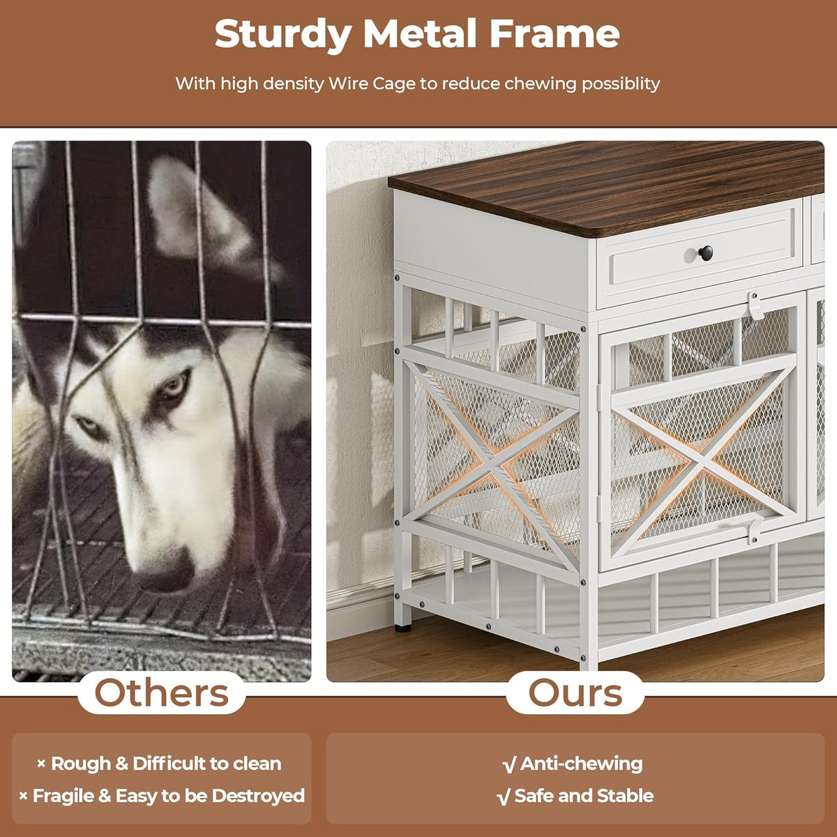 IRONCK 44 inch Large Dog Crate Furniture