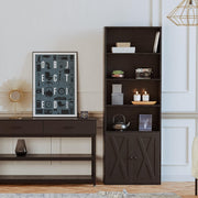 IRONCK 70 in Tall Industrial Bookshelves and Bookcases with Doors, black