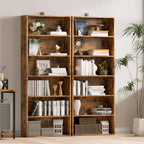 IRONCK Bookshelf and Bookcases 70" Tall, 6 Tiers Display Storage Shelves | Bookshelves Set of 2, Wood Bookcase with Open Display Shelves for Home Office, Living Room, Library, Vintage Brown
