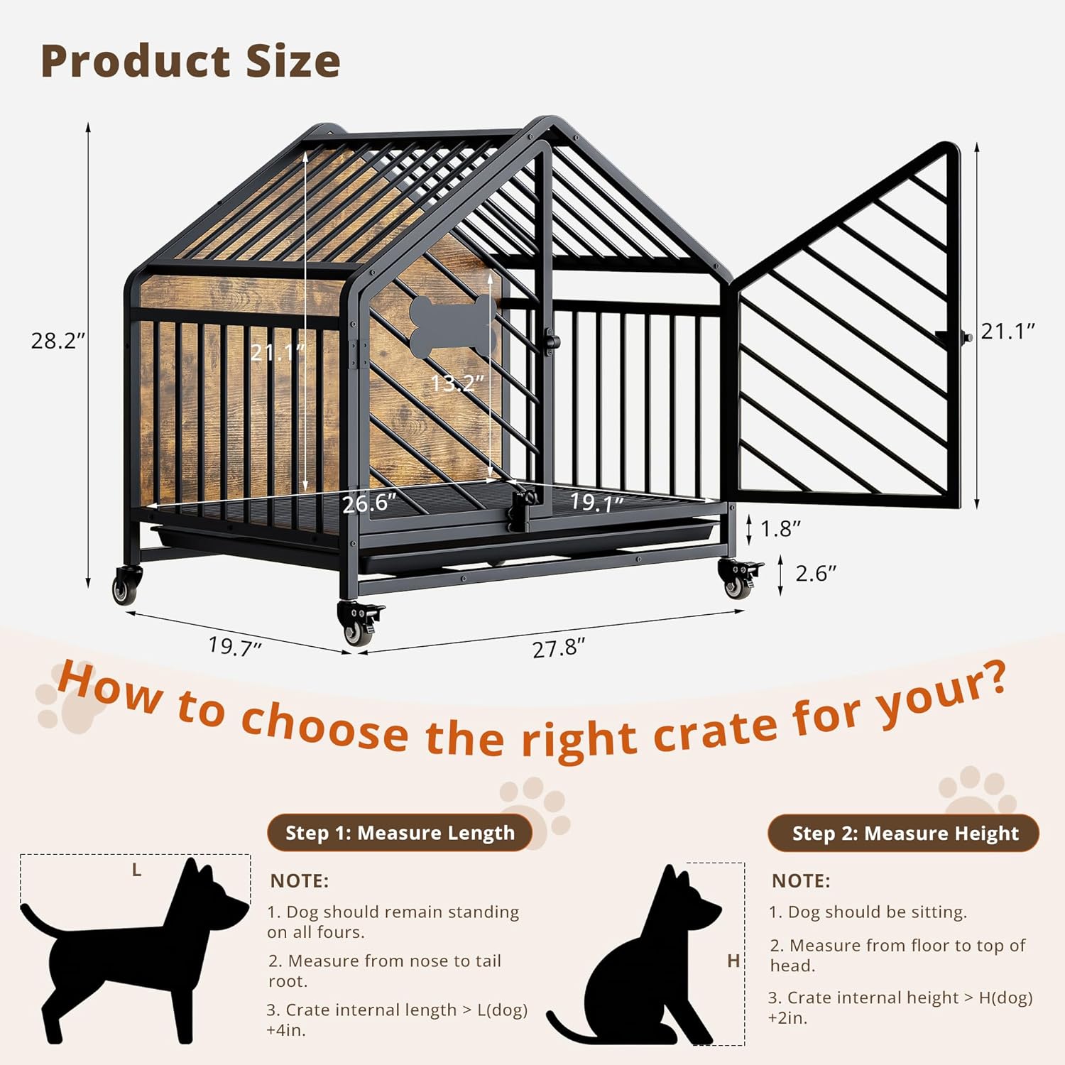 IRONCK 27.6" Dog Crate Furniture with Name Tag