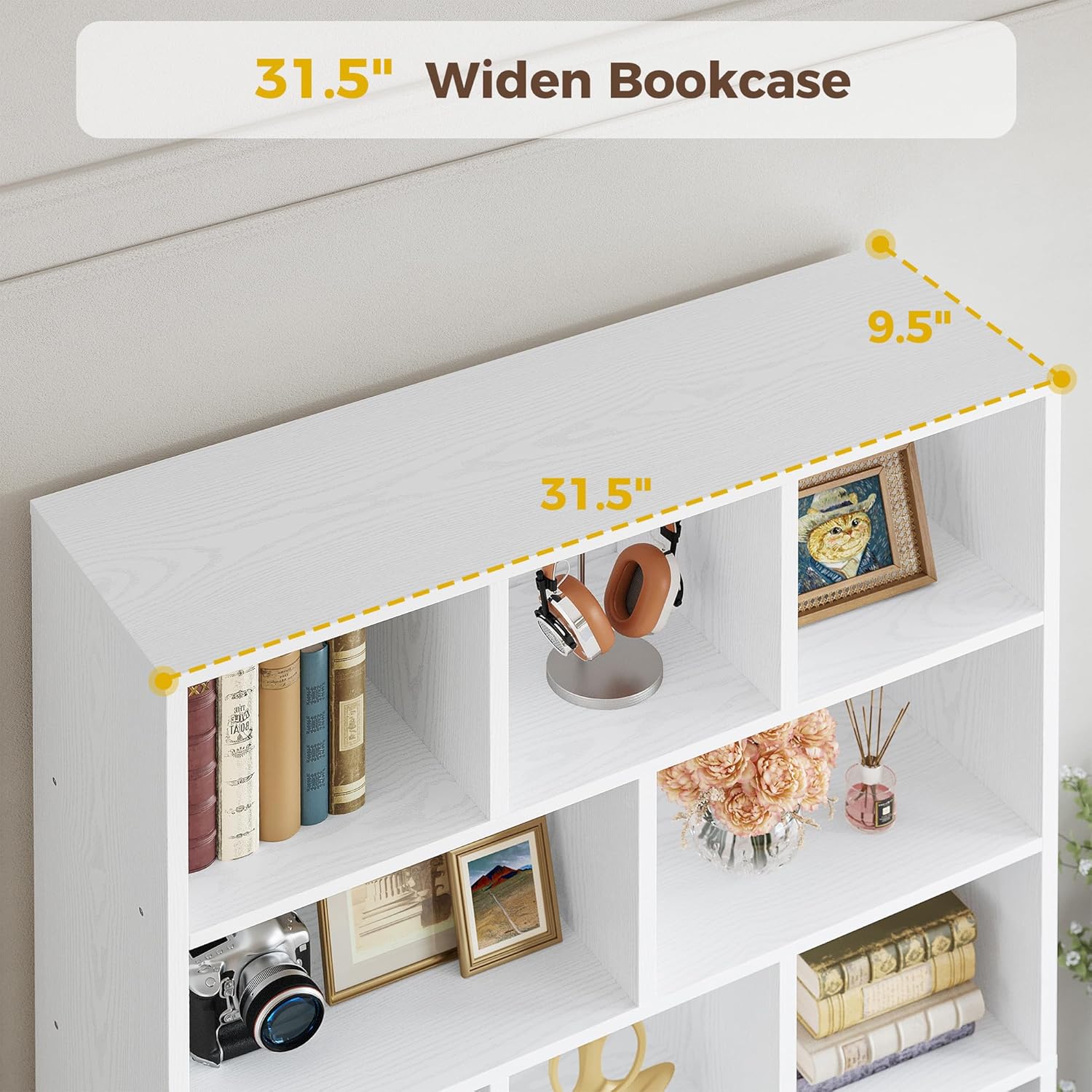 IRONCK Bookcase with Doors and Open Shelves for Home Office and Living Room | Hidden Storage, Heavy-Duty Shelves, Dust Protection, Minimalist Style