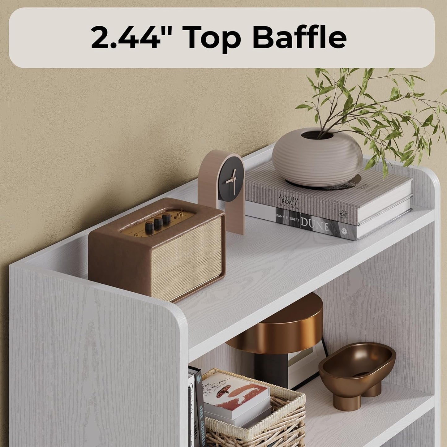IRONCK 74.6 in Tall Bookshelf with Doors, Storage Shelves, White