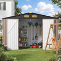 IRONCK Storage Shed, 9.7 x 7.7 FT Tool Shed with Lockable Doors, Brown Galvanized Steel Metal, Breathable Vent, Garden Shed for Yard Bins, Wheelbarrow, Generator