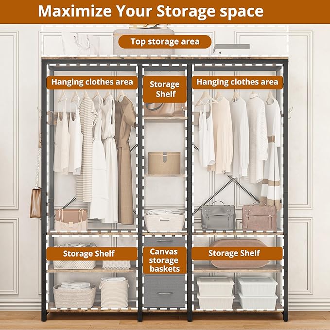 Freestanding Closet Wardrobe Rack