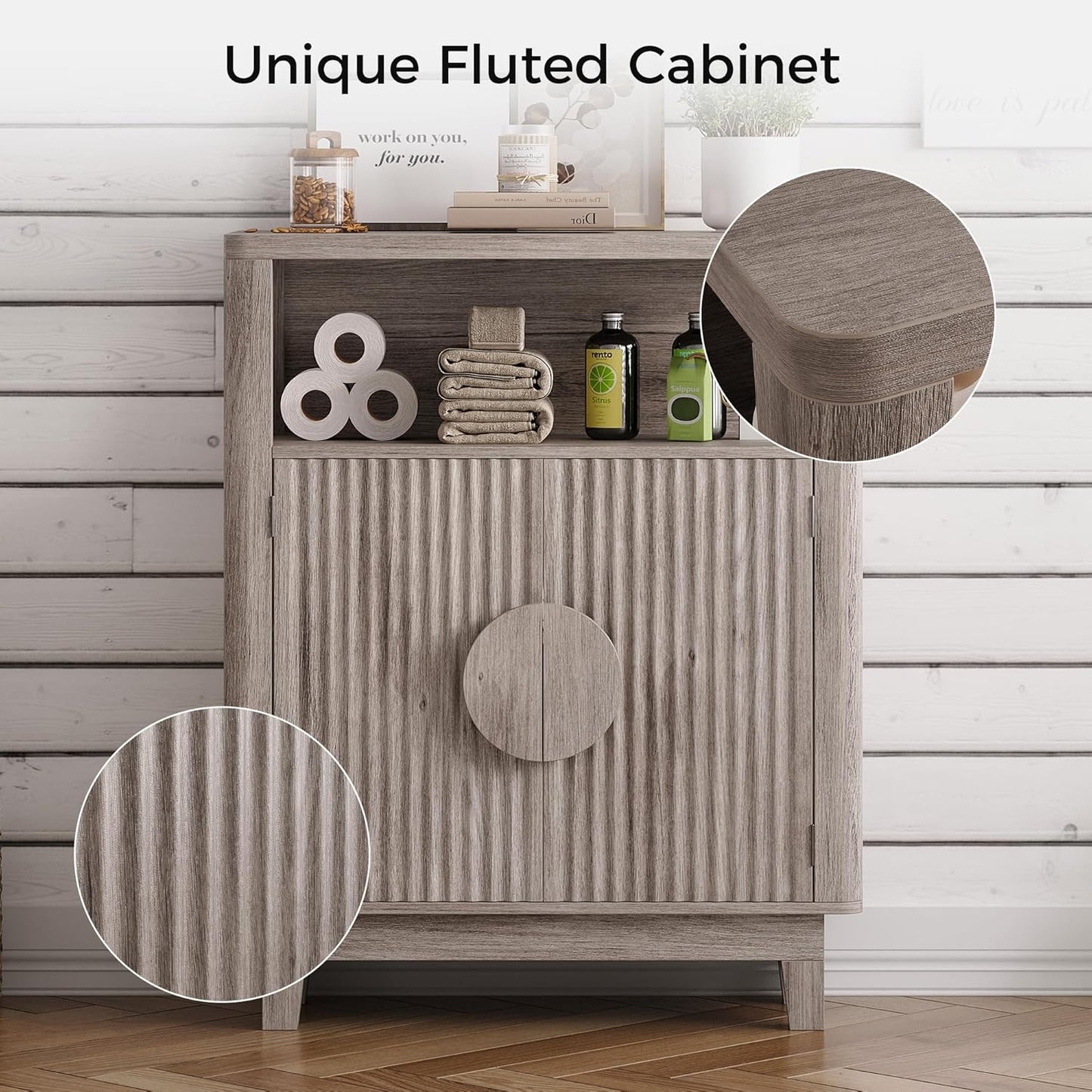 IRONCK Badezimmerschrank mit Tür, kleiner Aufbewahrungsschrank mit verstellbaren Einlegeböden 