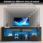 IRONCK TV Stand for 75 Inch TV, Carbon Fiber Entertainment Center with 2 Drawers