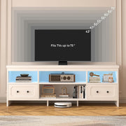 IRONCK TV Stand for 75 Inch TV, 71" LED Entertainment Cente, White