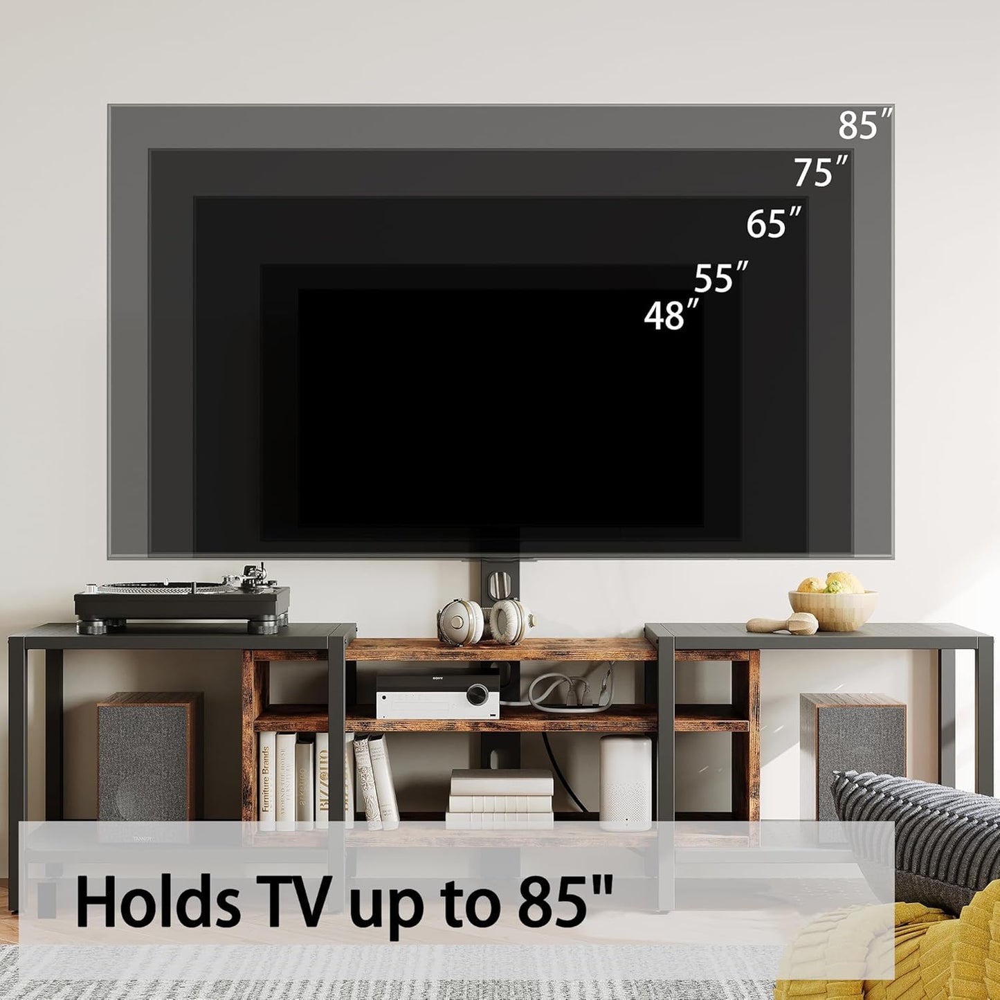 IRONCK 79 Inch TV Stand for TVs up to 85 Inch with Mount and Power Outlet