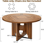 IRONCK 47.2" Wooden Round Dining Table for 4-6 People, Walnut