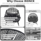 IRONCK Double Egg Chair Outdoor, 2 Person Wicker Lounge Chair, Dark Grey