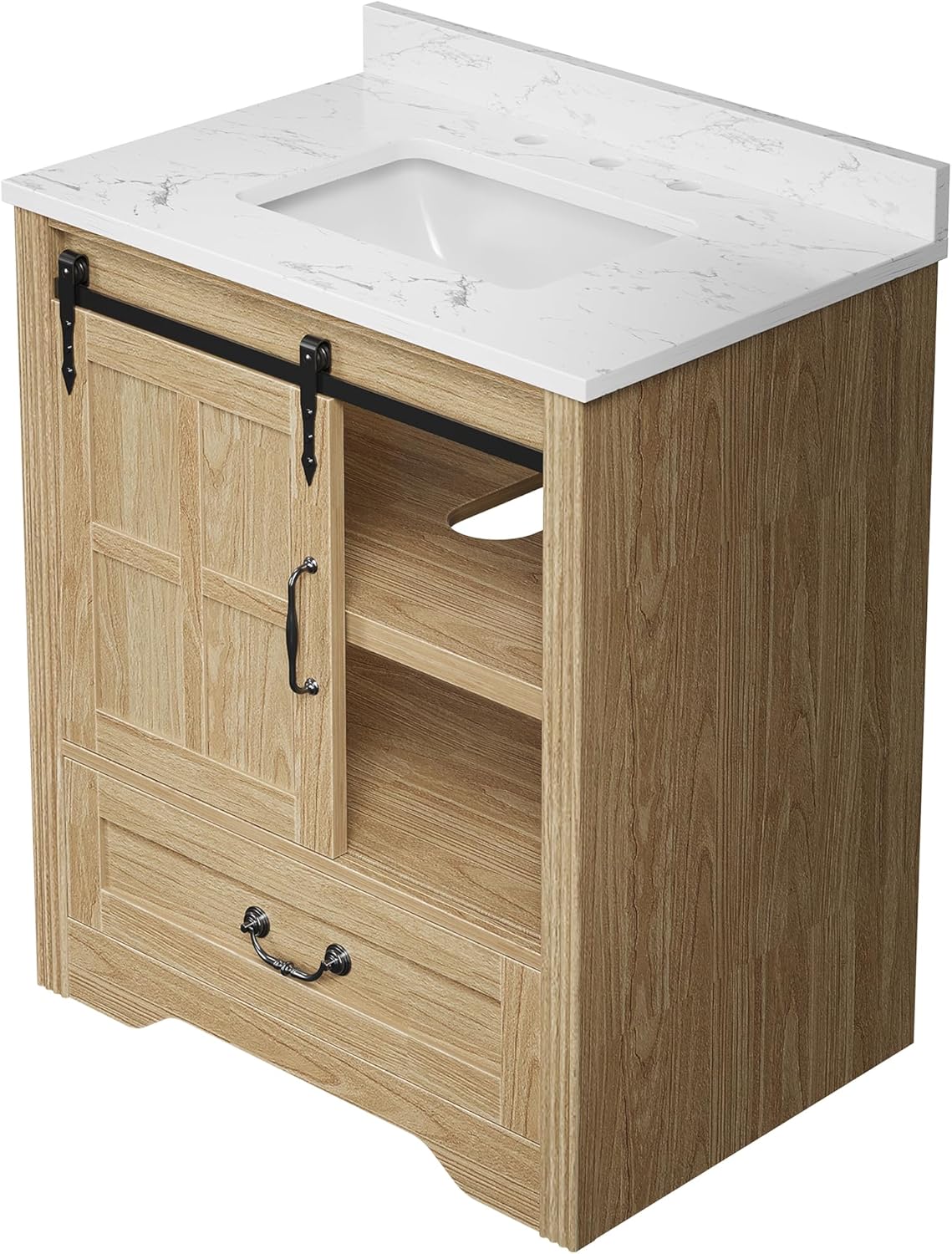 IRONCK 30 Inch Bathroom Vanity with Sink, Bathroom Sink Cabinet with Drawers & Metal Handles, Freestanding, Easy Assembly, Farmhouse