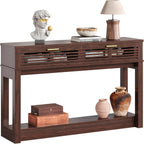 IRONCK 47"  Console Table with Drawer for Living Room, Red Walnut