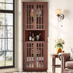 IRONCK  71" Corner Cabinet Storage Cabinet with 4 Glass Doors