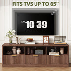 IRONCK 59" Fluted TV Stand for TVs Up to 65", Walnut