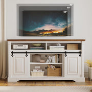 IRONCK Farmhouse TV Stand, 59" Entertainment Center with Storage Cabinets, White