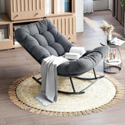 IRONCK Outdoor Rocking Chair, Patio Papasan Rocking Chair with Cushion, Gray